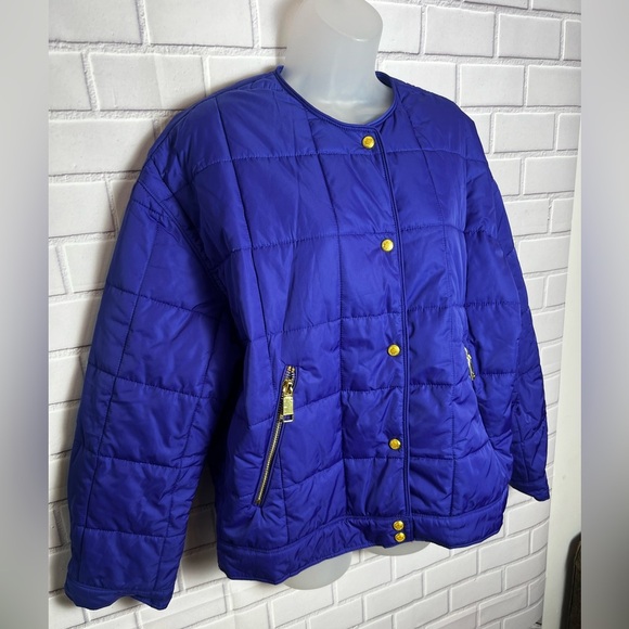 Rebecca Minkott Box Quilted Puffer women Jacket/ Shapire - size L - Picture 5 of 14